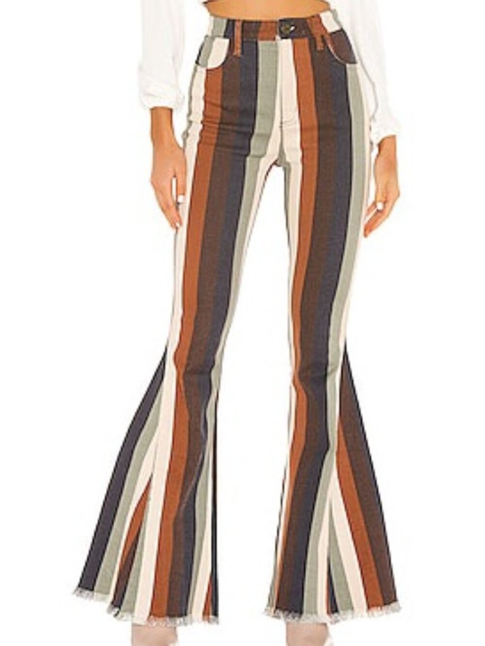 Mumu Blue Striped High Rise Flare Bell Bottom Jeans Size 27